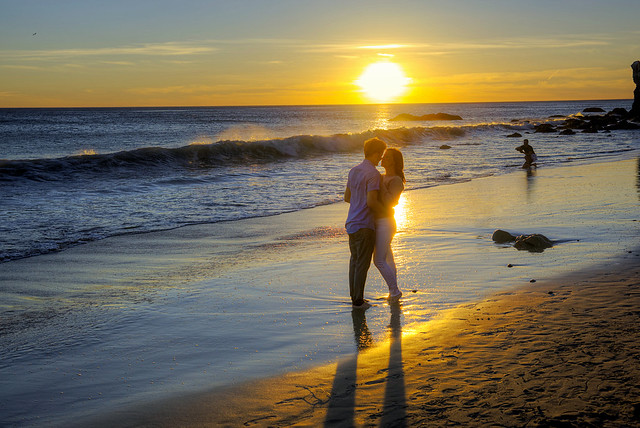 The Obligatory Kiss on the Beach at Sunset