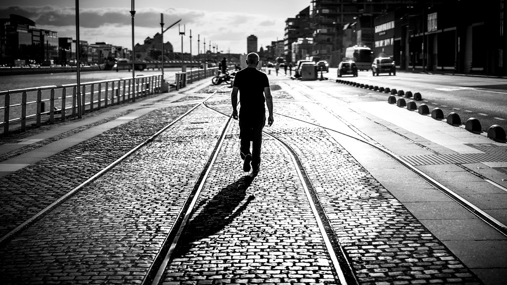Walking - Dublin, Ireland - Black and white street photography