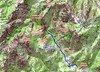 Carte IGN du secteur Carciara - Punta Rossa avec les tracés des chemins du Carciara et de Paliri et le chemin du Carciara aval HR21 en bleu