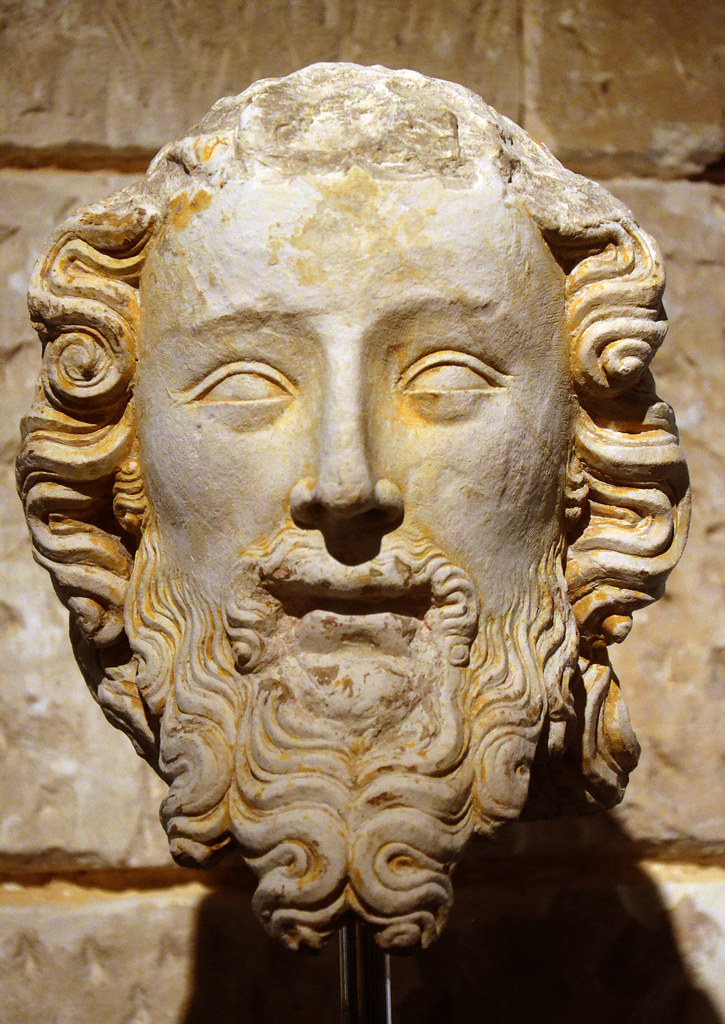 Head of an Apostle (ca. 1335). Prov.: Church St. Peter of Jumièges. Today in the stone sculpture collection (Logis abbatial) of Jumièges/ Seine-Maritime (France).