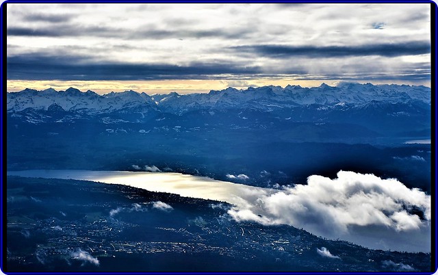 Flying over Zurich lake