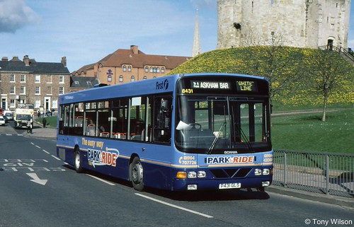 P431 GLS First York 8431 Scania L113CRL with Wright Axcess body at York  March00 (Copy) | by focus- transport