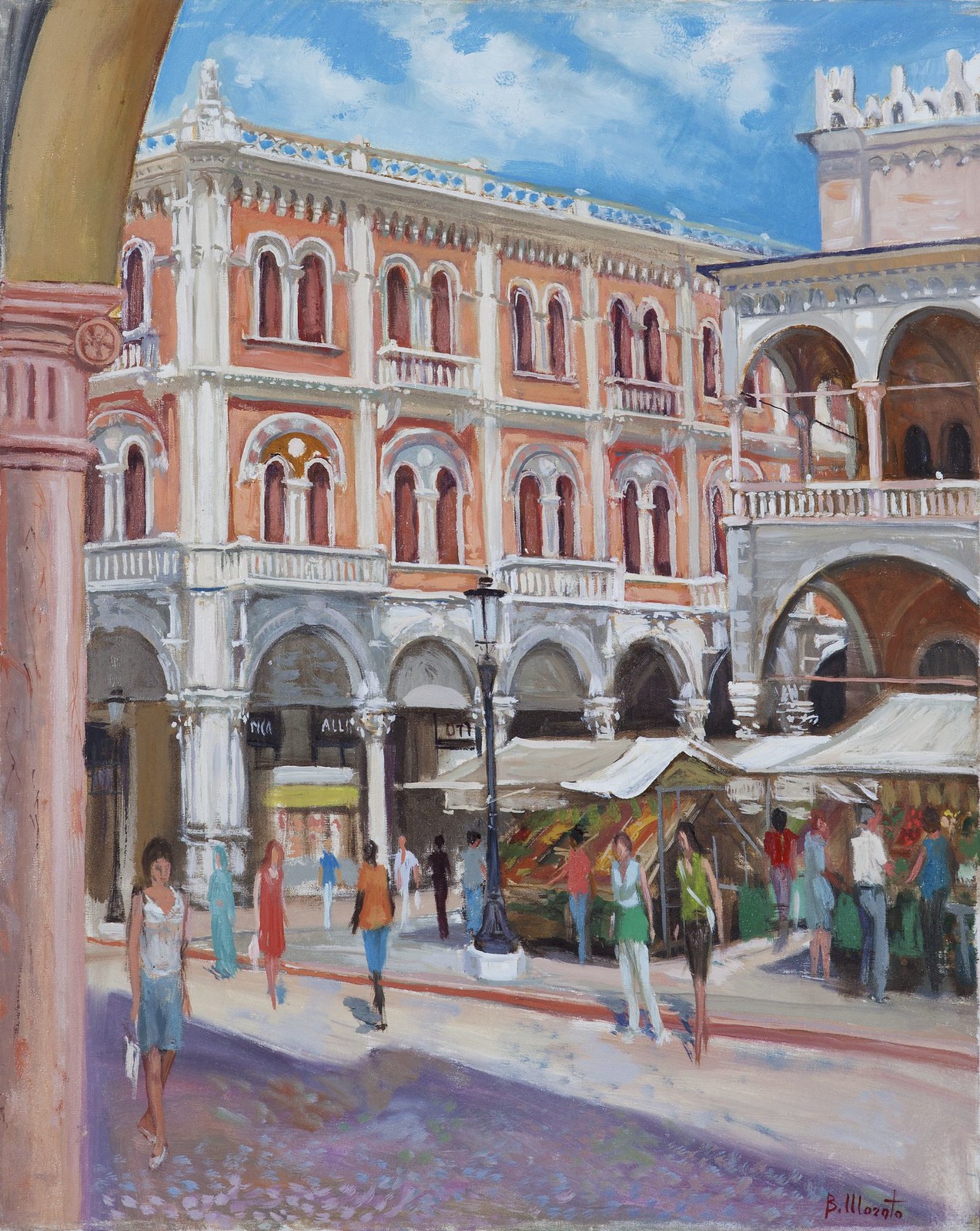 Bruno-Morato-Art-Padova, Piazza delle Erbe e Palazzo delle Debite, olio, 50x40 cm