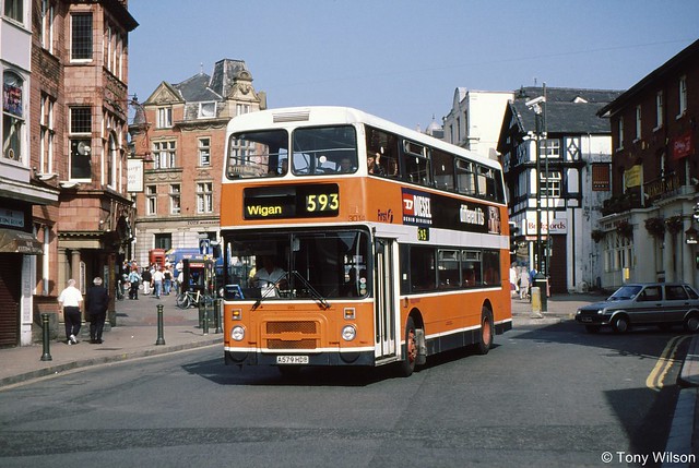 A579 HDB First Manchester 3014 Leyland Olympian with Northern Counties body at Wigan Sept98 (Copy)