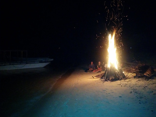 Beach bonfire, Hoga Island, Wakatobi NP