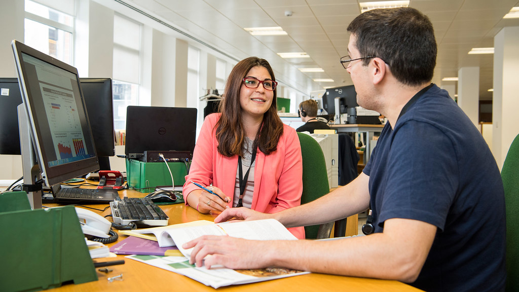 Students in office on placement