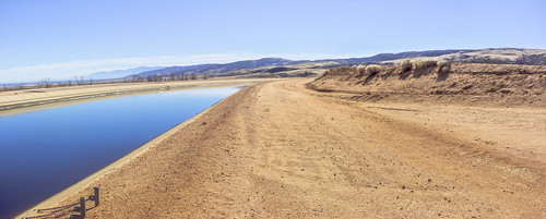 antelopevalley california fairmont blue brown californiaaqueduct flowingwater joelach mohavedesert mojavedesert river runningwater stream panoramic panorama dirtroad path hikingtrail