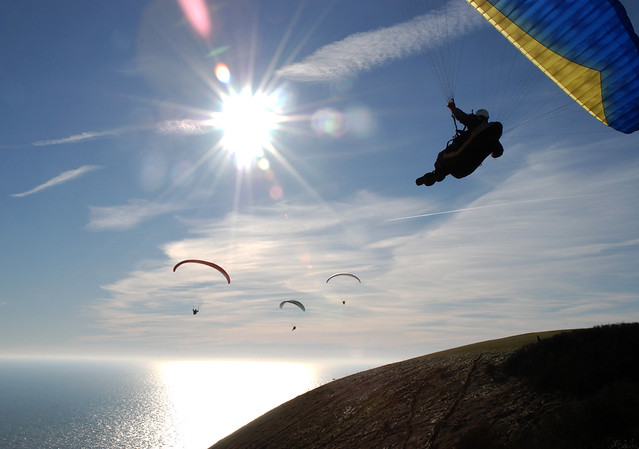 Paragliders at Beachy Head, Sussex, U.K.