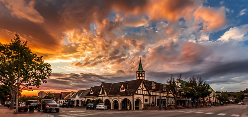 california ca storm dutch architecture clouds fire evening town europe european cloudy danish solvang