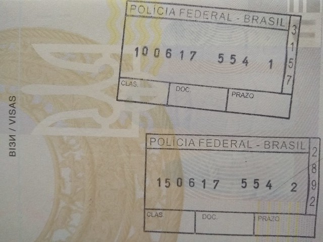 Entry stamp to Brazil