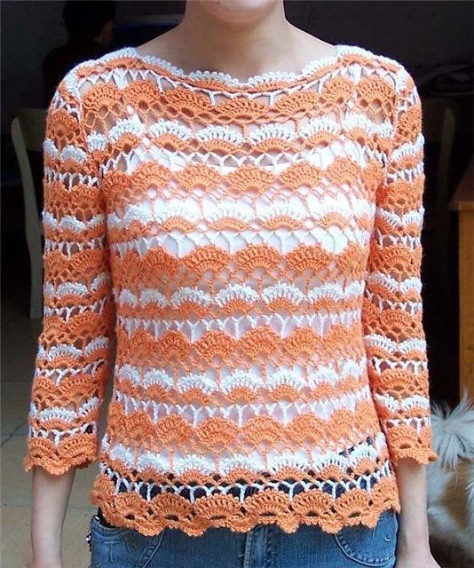<3 <3 I'm loving this simple and delicate step by step crochet blouse model I loved this very cute color
