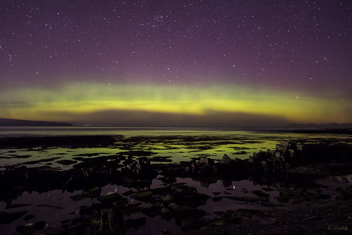 aurora northernlights northcoast500 nc500 caithness scotland reflection thursobay