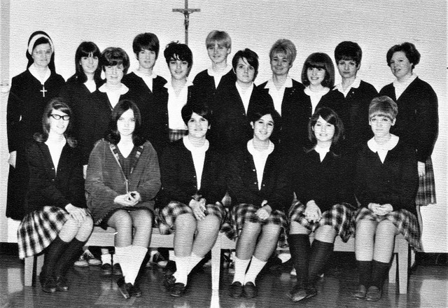 Students at DeSales High School with a Sister of Providence in 1968 Walla Walla, WA