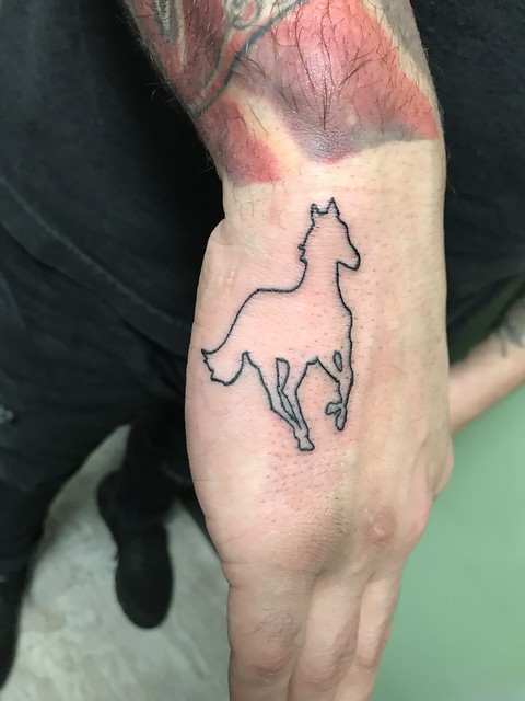 Deftones white pony tattoo by Wes Fortier @ Burning Hearts Tattoo Co. Waterbury, CT. Instagram: @wesdtc | Facebook: facebook.com/burningheartstattoo