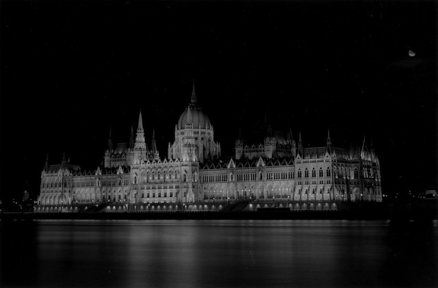 Budapest Parliament Under the Moon