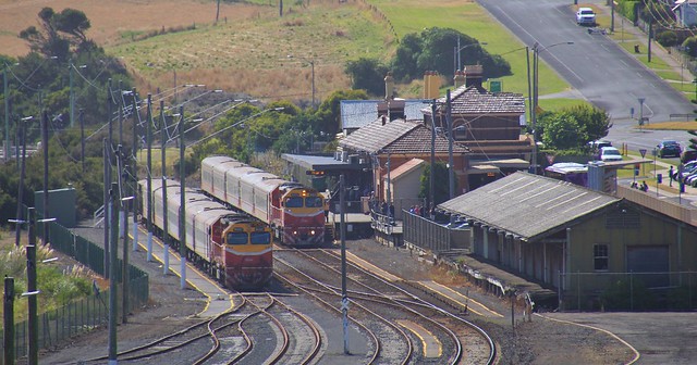 N465 and N454 on their respective trains in Warrnambool
