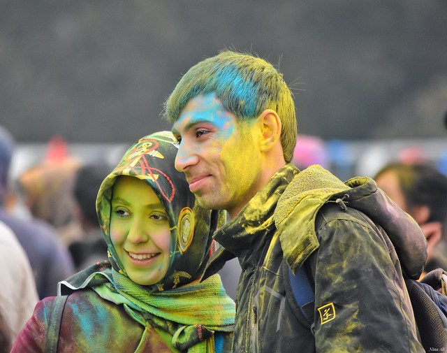 Diverse crowd at the Holi Festival celebrations in Leicester (2018)