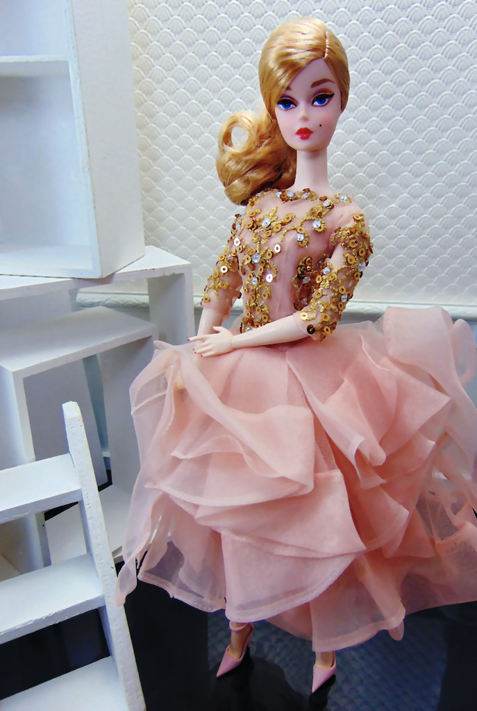 Barbie Fashion Model Collection Blush & Gold Cocktail Dress Silkstone Doll 