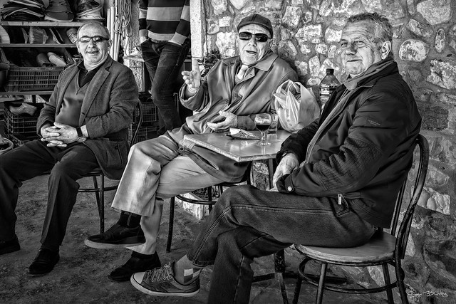 A Little Raki & A Little Wine! - Three men at Gorica cafe
