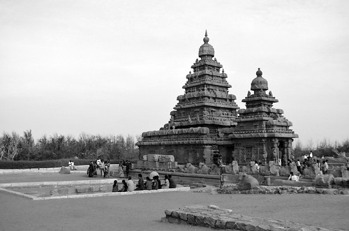 temple mahabalipuram india shore tamil nadu granite architecture shikhara blackandwhite view tourism shiva vishnu ancient