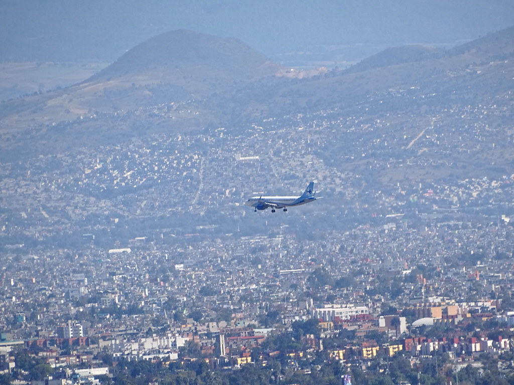 View of Plane Landing from Torre Latinoamericana - Centro - Mexico City - Mexico