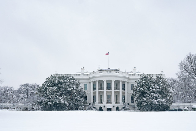 The White House Grounds Covered in Snow on January 13, 2019