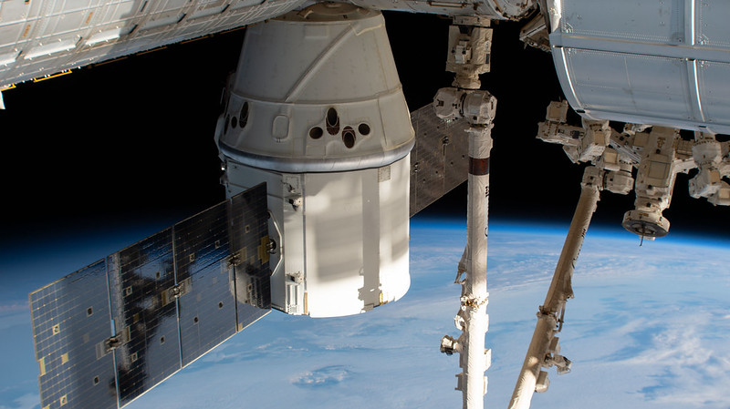The SpaceX Dragon and Station above the Indian Ocean