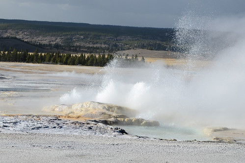 A view of eruptions of Clepsydra and Spasm Geysers from a distance of 150 yards (approx.) on Fountain Paint Pot trail, Yellowstone National Park, Wyoming, USA- 3 | by biswarupsarkar72