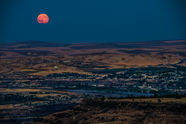 Blue moon over The Dalles and Dallesport