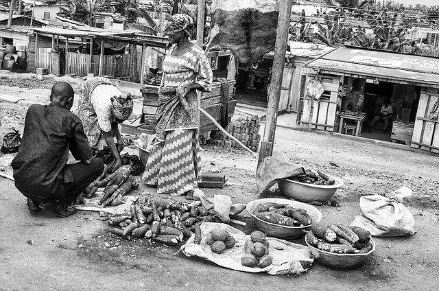 Open air cassava market