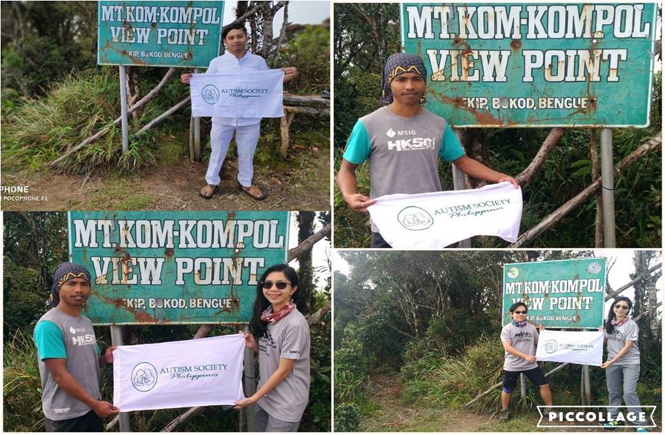 The image shows Gold medalist runner Marcelino Sana-oy with berna Joy and Rain at the peak of Mt. Kom-Kompol, Bokod Benguet standing in front of a sign. It shows four collages.