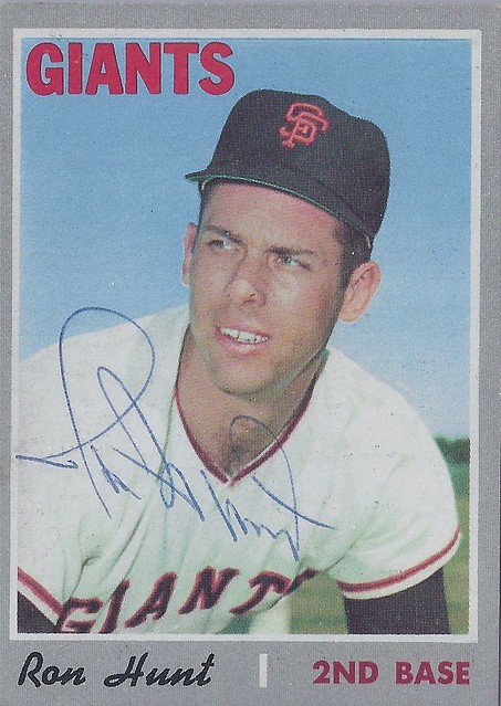 1970 Topps - Ron Hunt #276 (Second Base) - Autographed Baseball Card (San Francisco Giants)