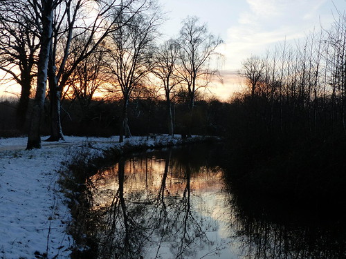 barmstedt germany winter schnee see lake krückau sonnenuntergang sunset spiegelung reflection