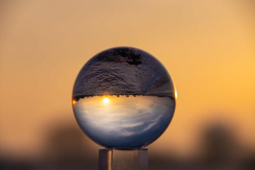 sunrise crystalball upsidedownimage morning horizon bokeh uofmstpaulcampus