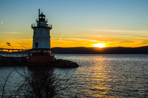 lighthouse historical landscape sunset mountian landmark sky trees hudsonriver westchestercounty newyork water unitedstates us