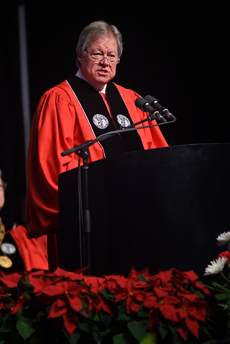 Board of Trustees chair Jimmy Clark welcomes everyone to commencement.