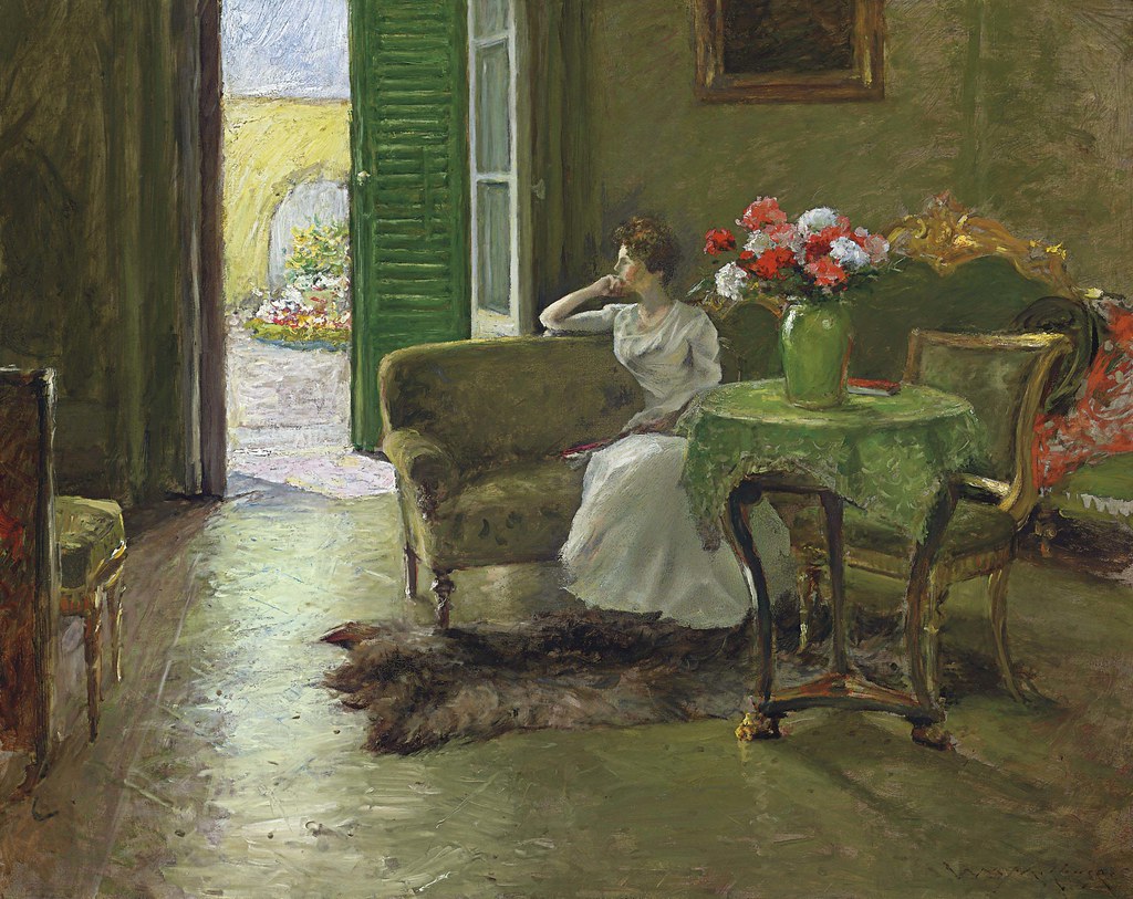 William Merritt Chase - A Memory, In the Italian Villa [c.1910]
