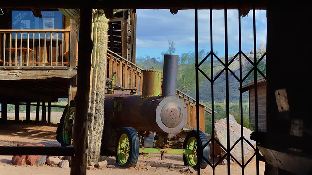 Steam traction engine (tractor) - Goldfield Ghost Town, Apache Junction, Pinal County, Arizona..