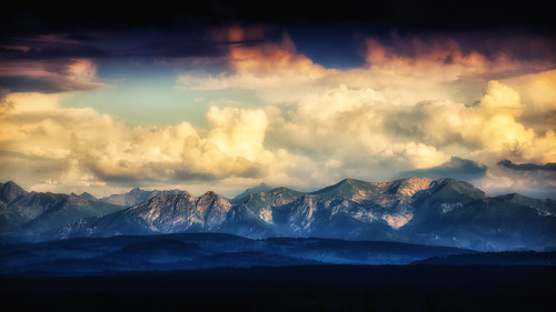tatry zachód mountains sunset tatra clouds lanscape wallpaper colors