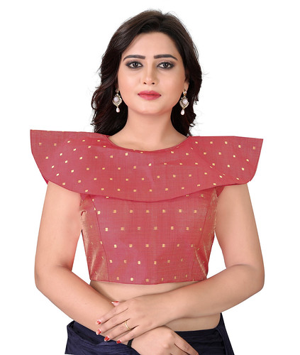 Red High Neck Solid Saree Blouse Online On YOYOFashion.