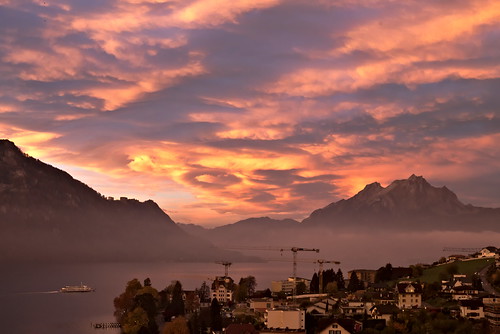 suisse switzerland schweiz vierwaldstättersee sunset