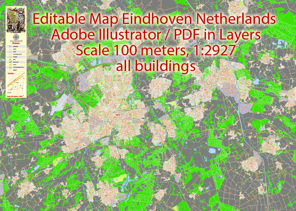 Eindhoven PDF Map Netherlands Printable Vector, exact deta… | Flickr