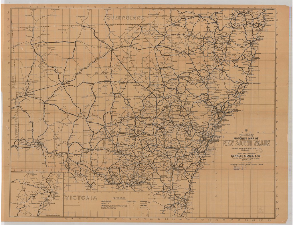 A9082 - Craigie's motorist map of New South Wales showing main motoring roads and mileages / compiled, drawn and published by Kenneth Craigie & Co