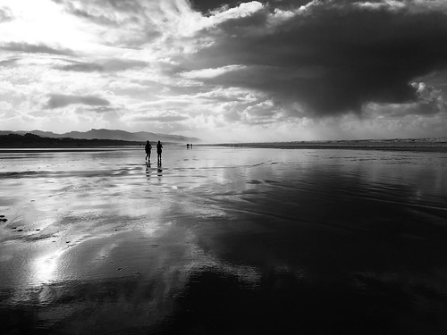 reflections clouds beach coast oregon