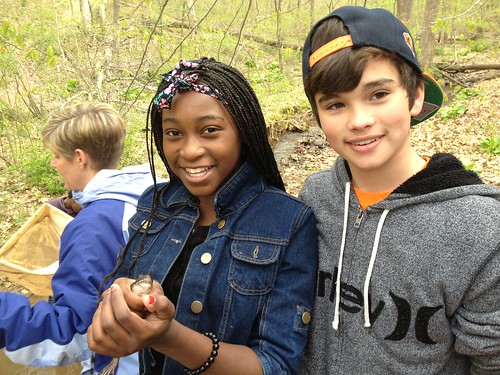 Photo of boy and girl at a streamside education project