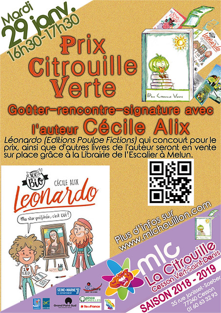 Affiche de la deuxième rencontre de la Citrouille verte (29 janvier 2019) avec Cécile Alix