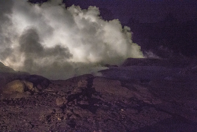 Pōhutu geyser at night, Te Puia, Rotoura, NZ