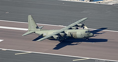 Royal Air Force Lockheed C-130J Hercules C4 ZH879 departing RAF Gibraltar/LXGB