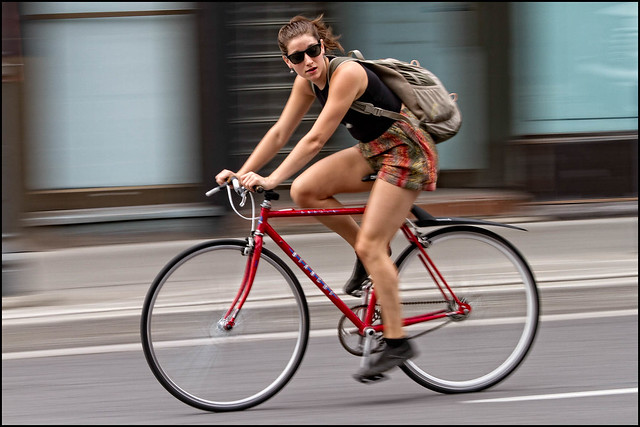 Cyclist Girl on Bank Street