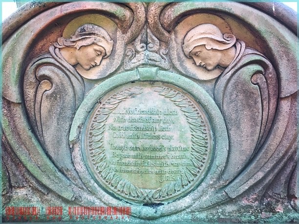 No Friendship Dieth #angels #gravestone #memorial #Watts #artsandcraftsmovement #artsandcrafts #headstone #inscription